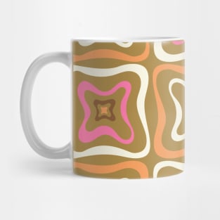 Retro Groovy Pattern Pink, Orange, Brown, Cream 3 Mug